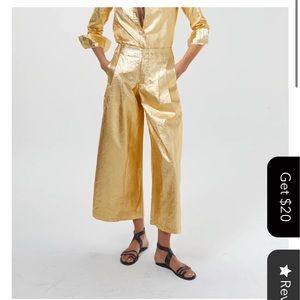 Gold statement linen pants